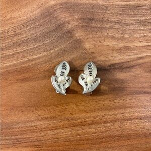 Vintage Elegant Silver Clip-On Earrings with Pearl Accent